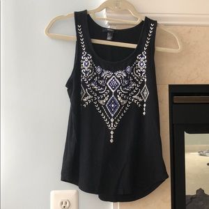 Black tank top with blue beads